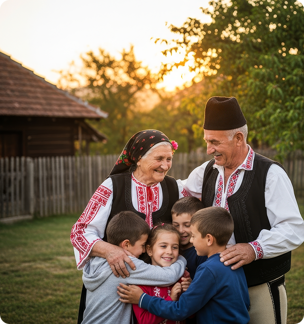 Stariji par grli decu